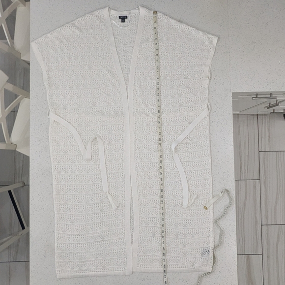 Torrid White Crochet Duster Short Sleeve Tie Waist Sweater Cover-Up Casual 1X-2X - Picture 6 of 13